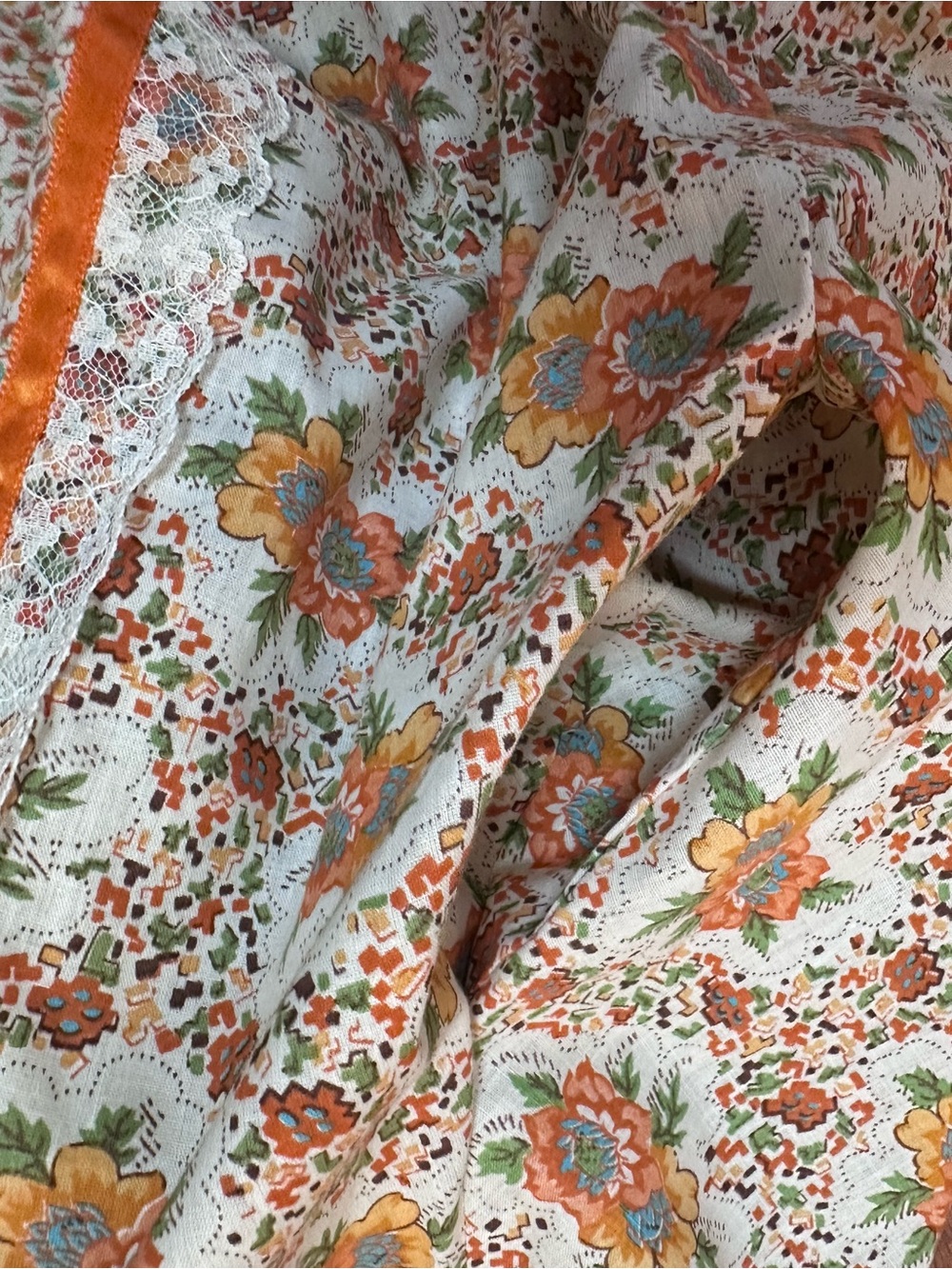 Vintage 70s Floral Prairie Maxi Skirt XS 24 Waist Cottagecore Boho - Picture 7 of 8